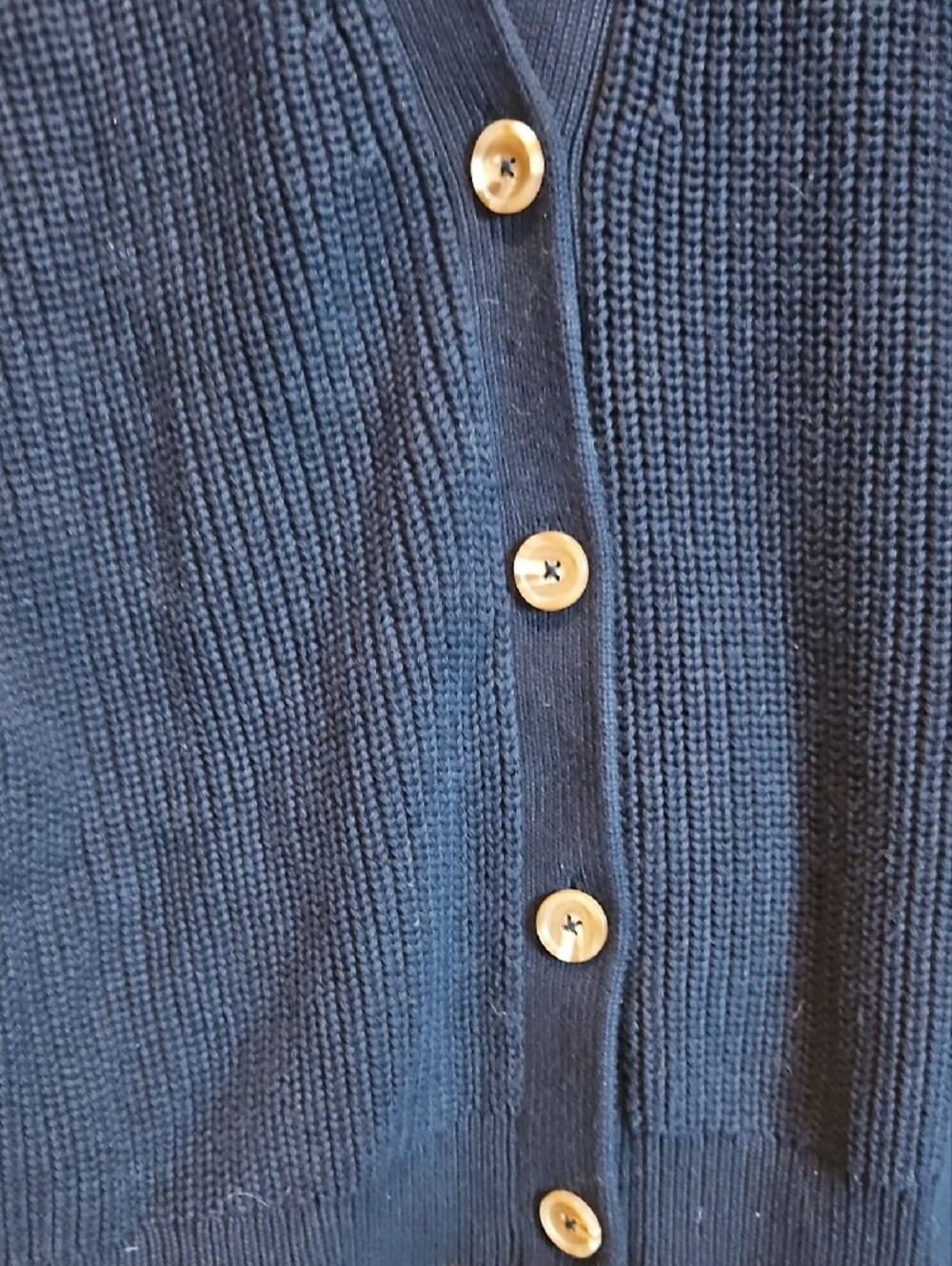 Quince Navy Ribbed Button-Up Cardigan - Picture 2 of 5